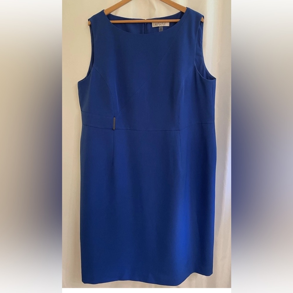 Kasper Womens Royal Blue Sleeveless Lined Sheath Dress Size 20W ￼Career Plus